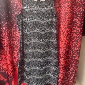 Elegant Black and Gray Lace Dress used